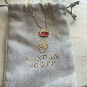 Kendra Scott pink stone necklace with gold chain